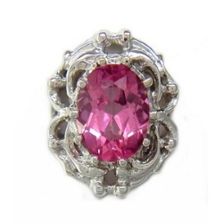 B515 14K BACKLESS HOT PINK TOPAZ SLIDE 